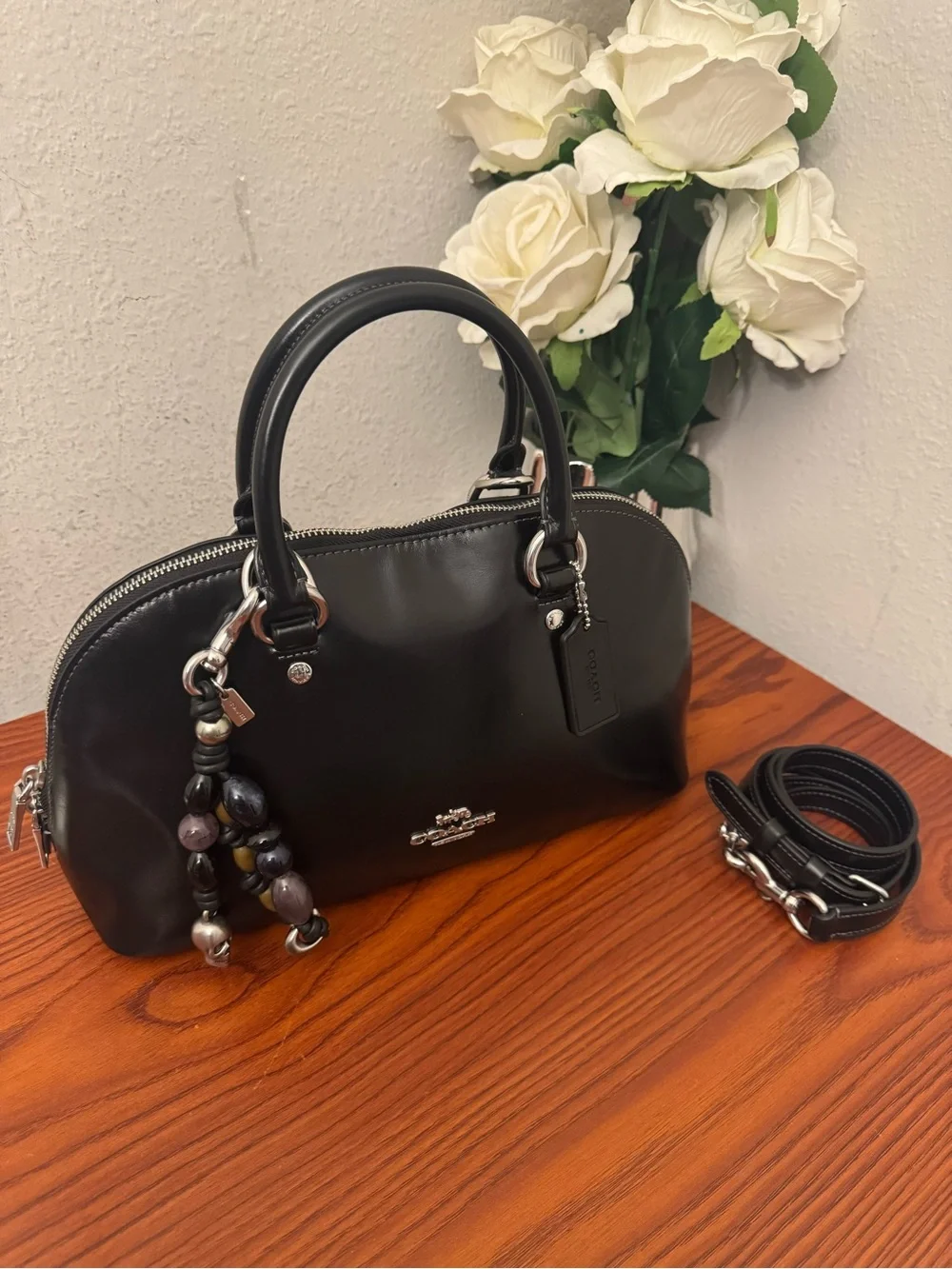 Coach Black Leather Dome Satchel